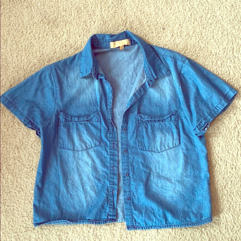 Denim short sleeve crop top